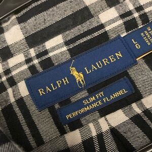 Ralph Lauren performance flannel slim fit LG black plaid cozy fall winter